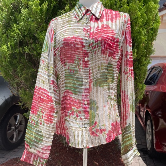 Dolce & Gabanna Silk Blend Long Sleeve Semi Sheer Top - Picture 3 of 7